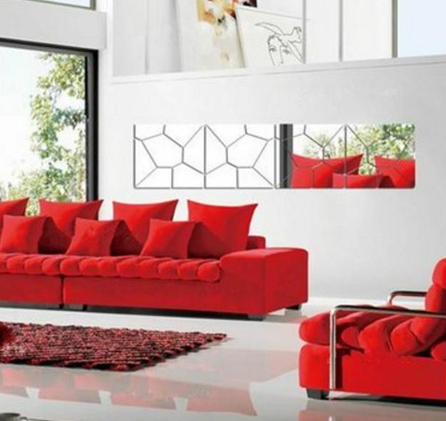 18*18cm 3D Acrylic Modern Mirror Decal Art Mural Wall Sticker Home Decor