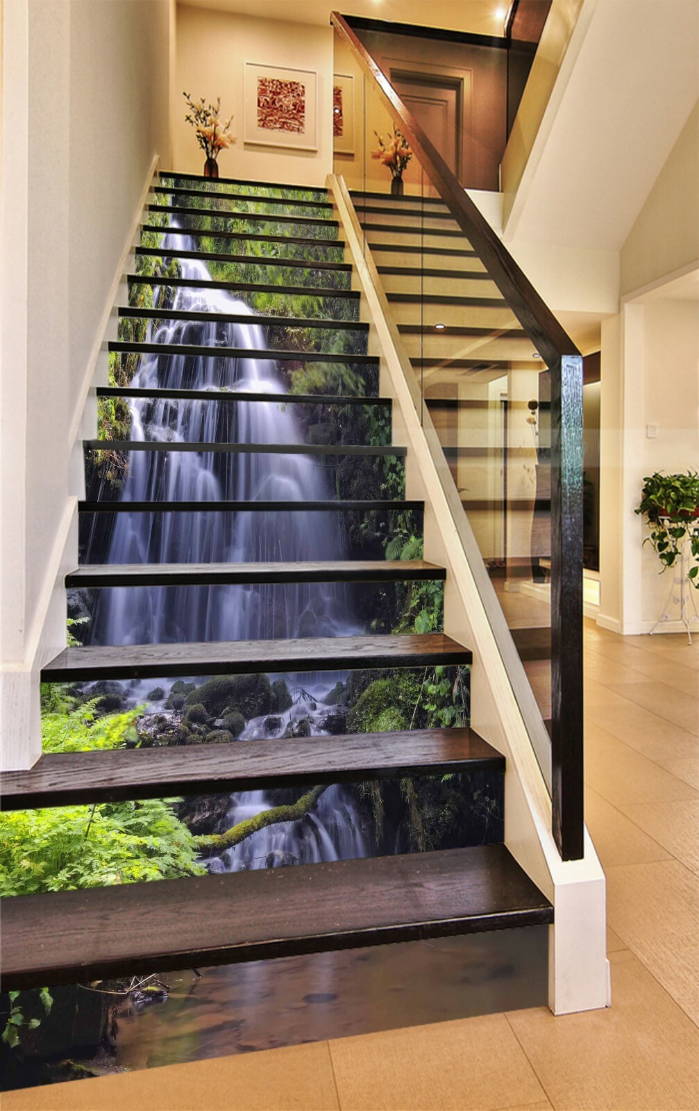 3D Woods Waterfall 999NA Stair Risers Decoration Photo Mural Decal Wallpaper Fay