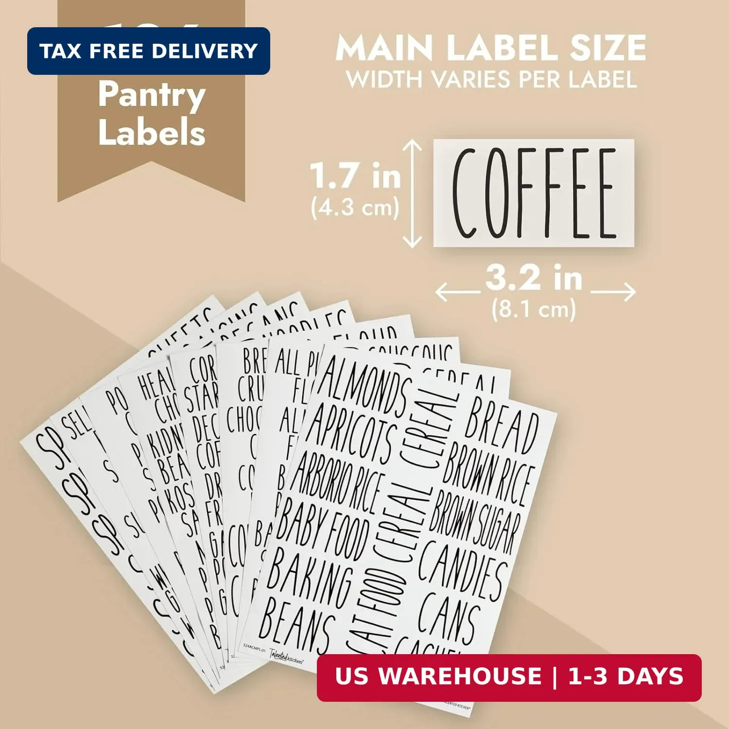 136 Pcs Pantry Labels Black Script Removable Waterproof Vinyl Jar Spice Stickers