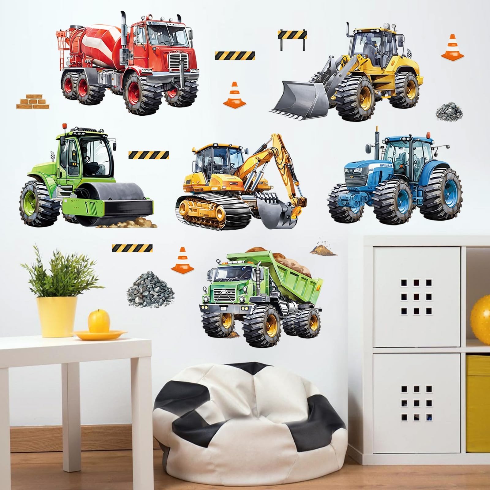 Construction Cars Wall Decals Trucks Tractor Vehicles Wall Stickers Baby Nurs…
