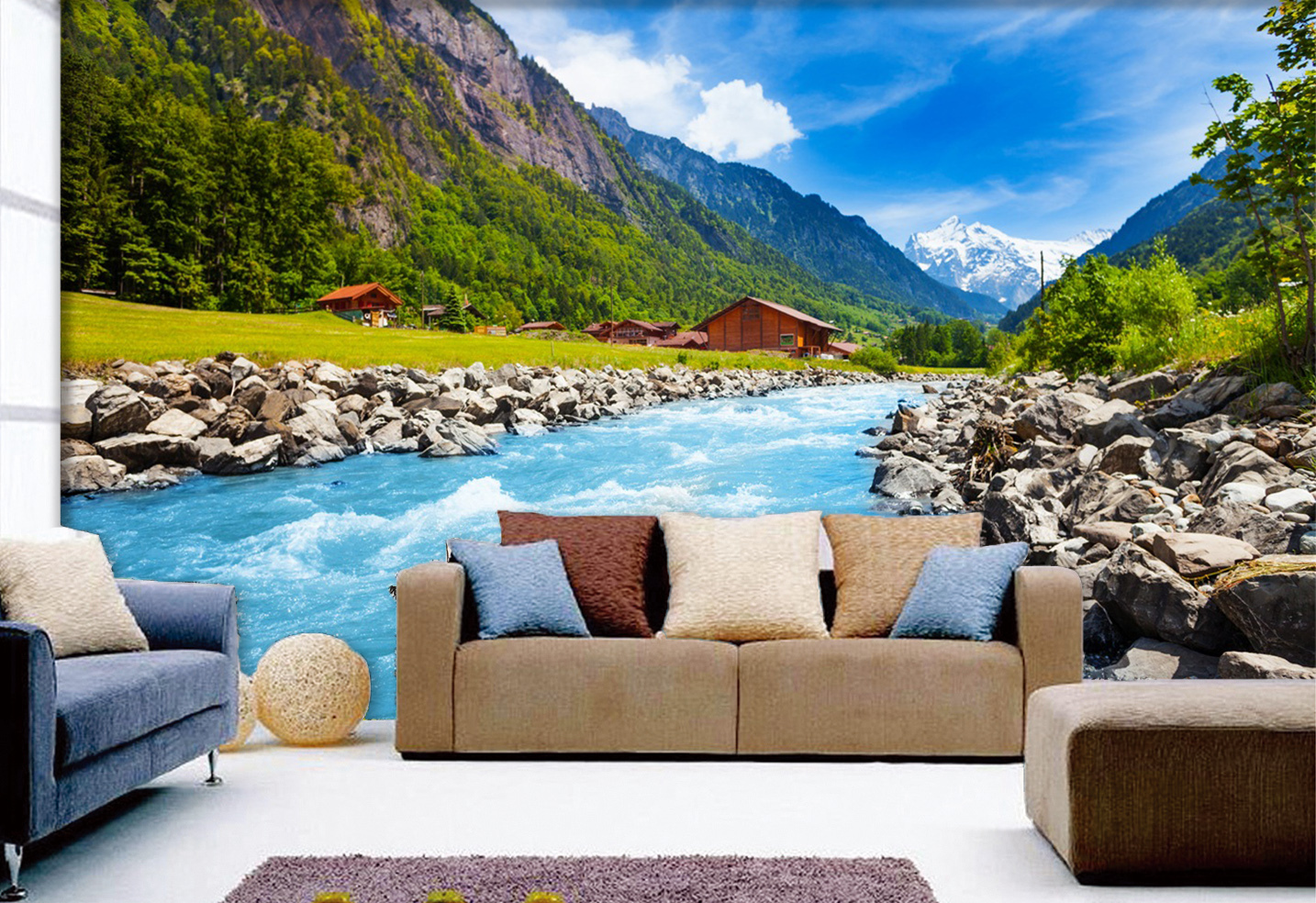 3D Valley River 665 Wall Paper Wall Print Decal Wall Deco Indoor AJ Wall Paper