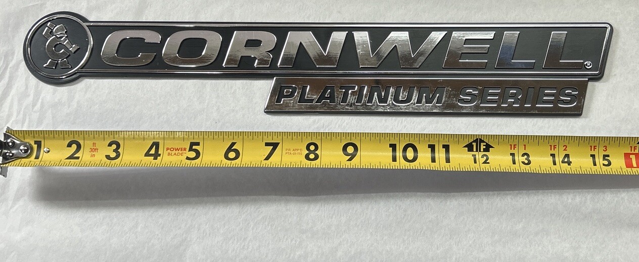 Cornwell Platinum Series Badge, Emblem Chrome & Black 16" x 2.5” Adhesive Back