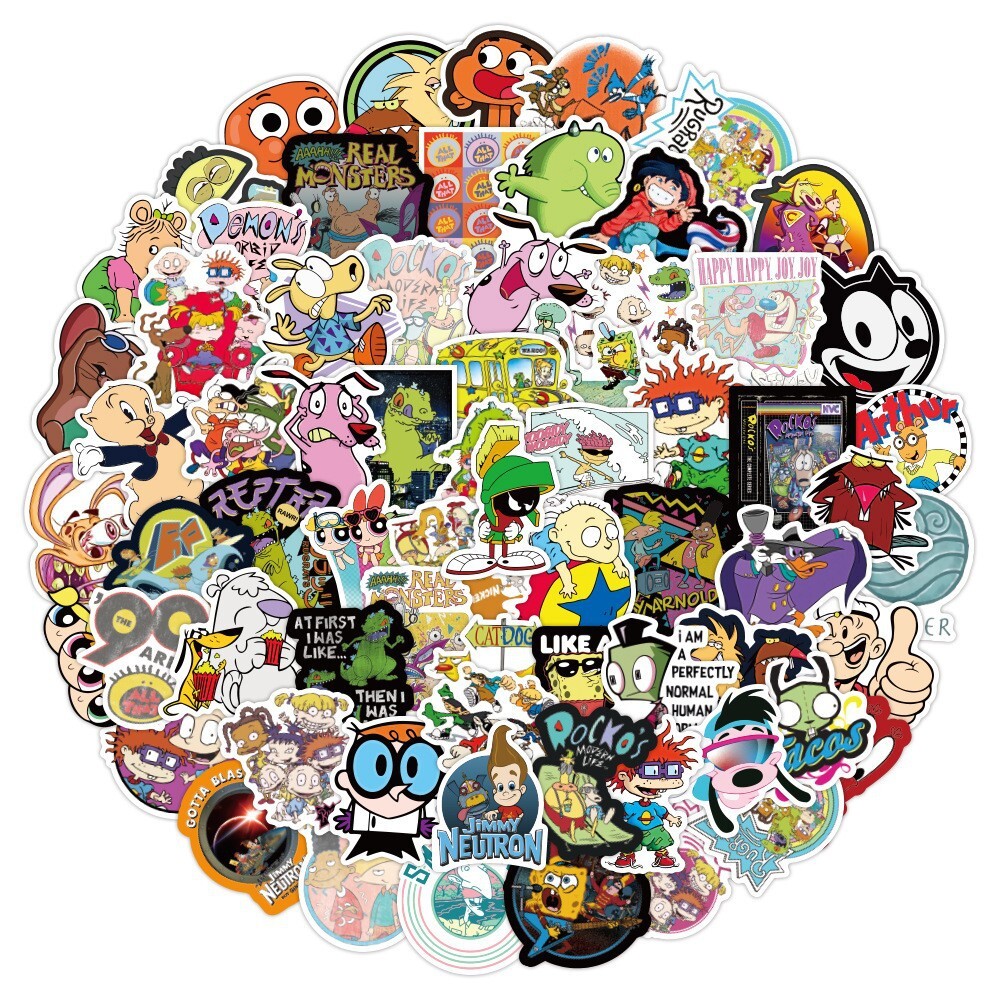 100Pcs 90s Cartoon Sticker for Adults Teens Girls Scrapbooking Water Bottles