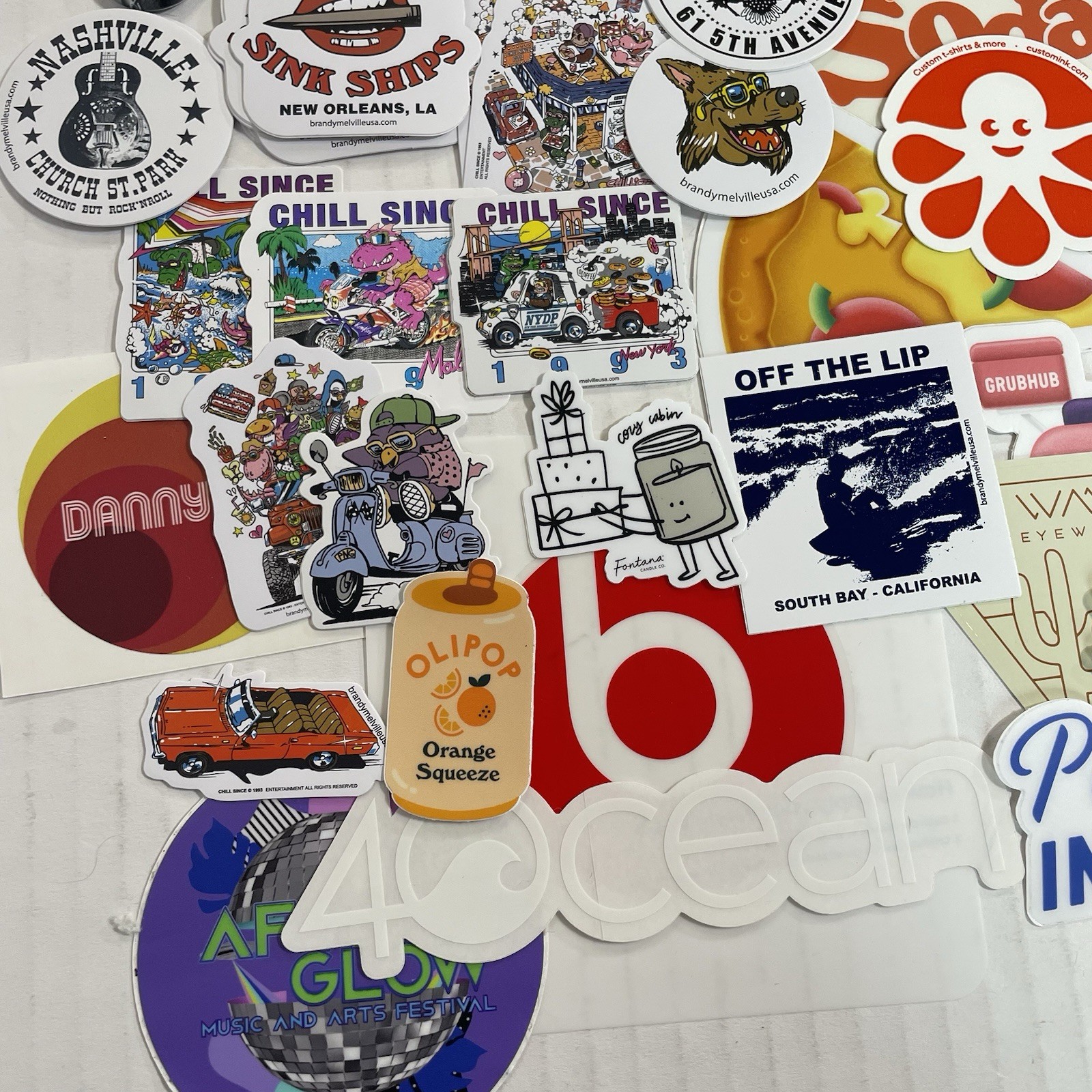 Trending Brands Stickers Assorted 120+ Brandy Melville Pura Vida Olipop Food