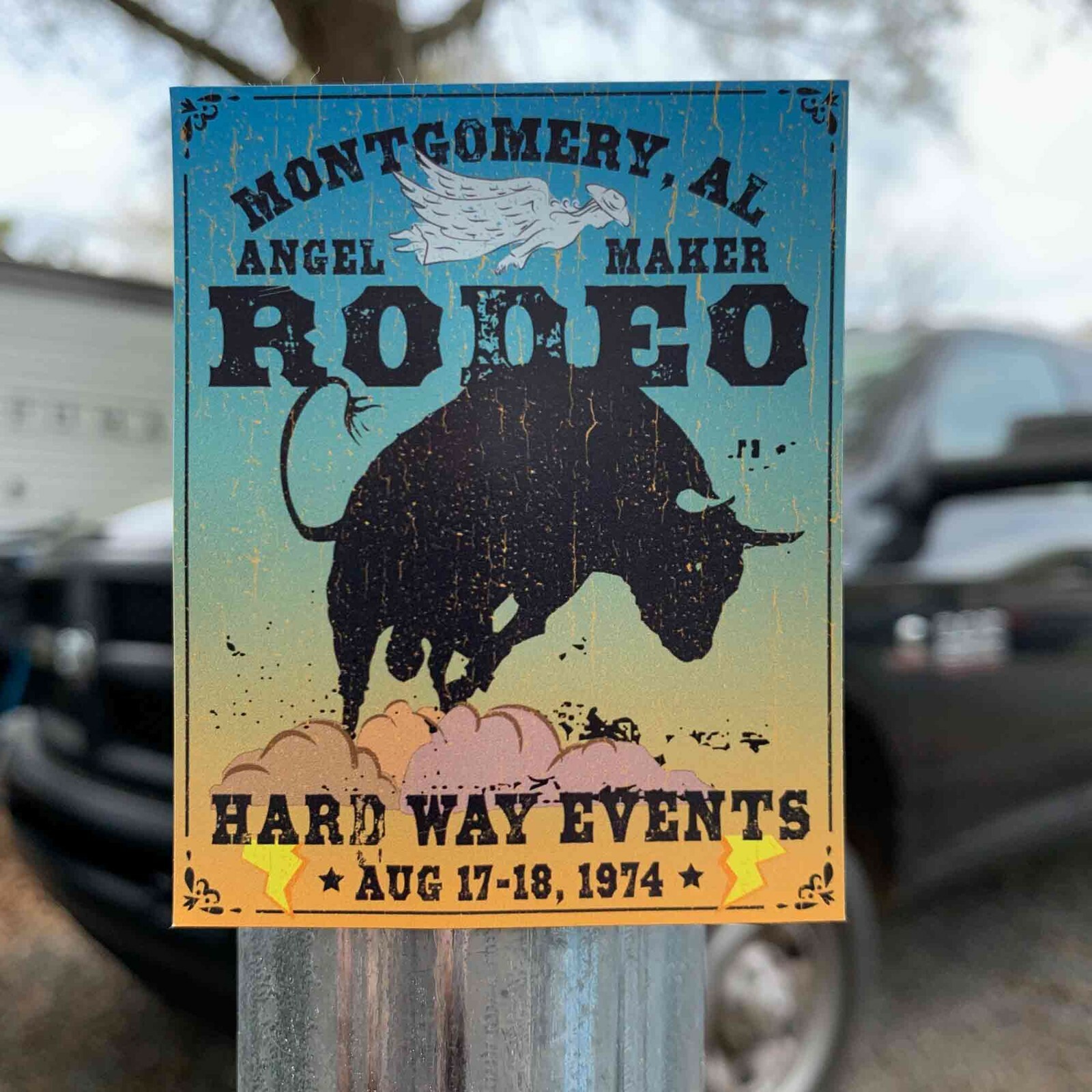Montgomery Rodeo Premium Stickers & Magnets / Angel Maker Bull, Hard Way Events