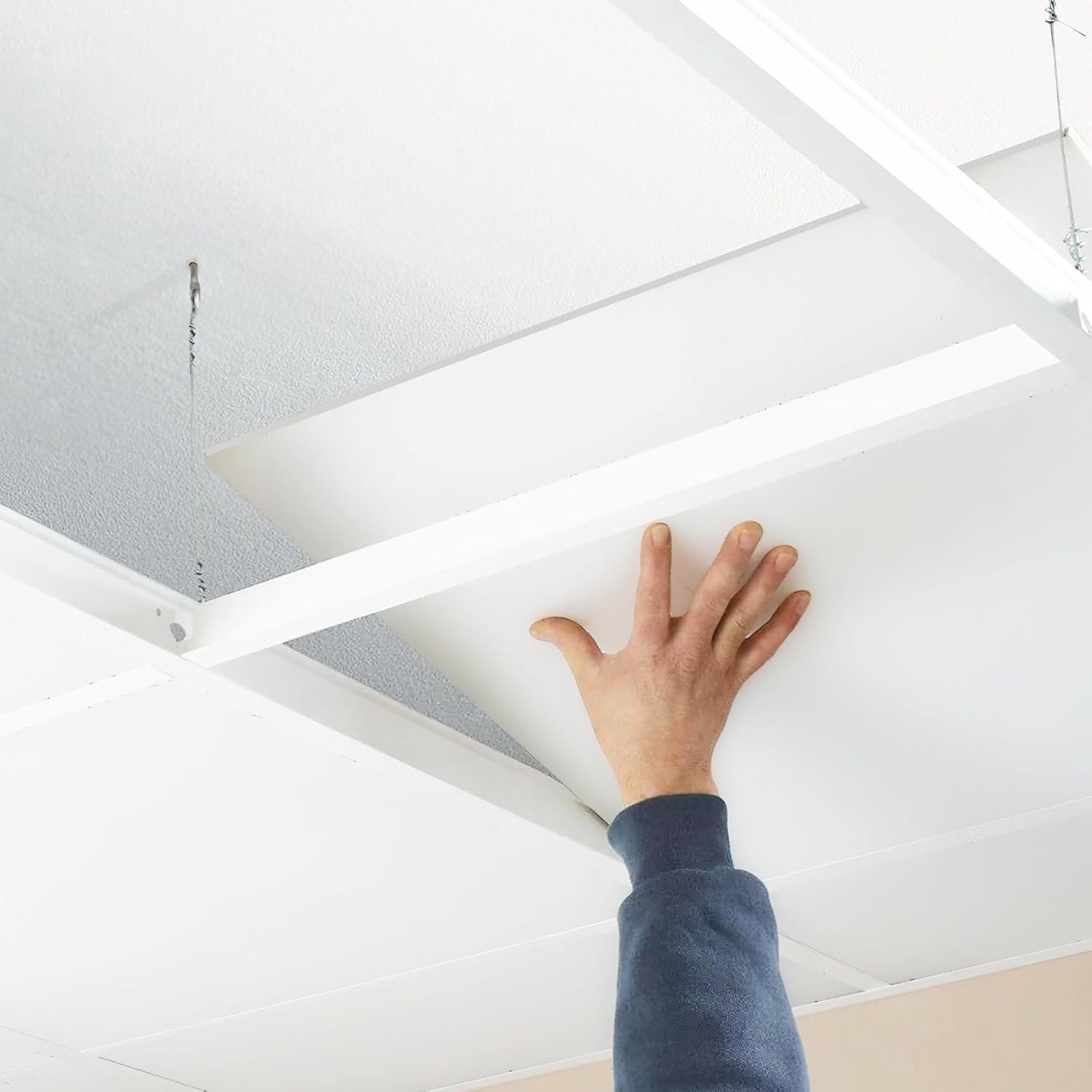 Smooth Drop Ceiling Tiles 2 x2ft, PVC Ceiling Tile 24×24" Waterproof, Fire-Rated