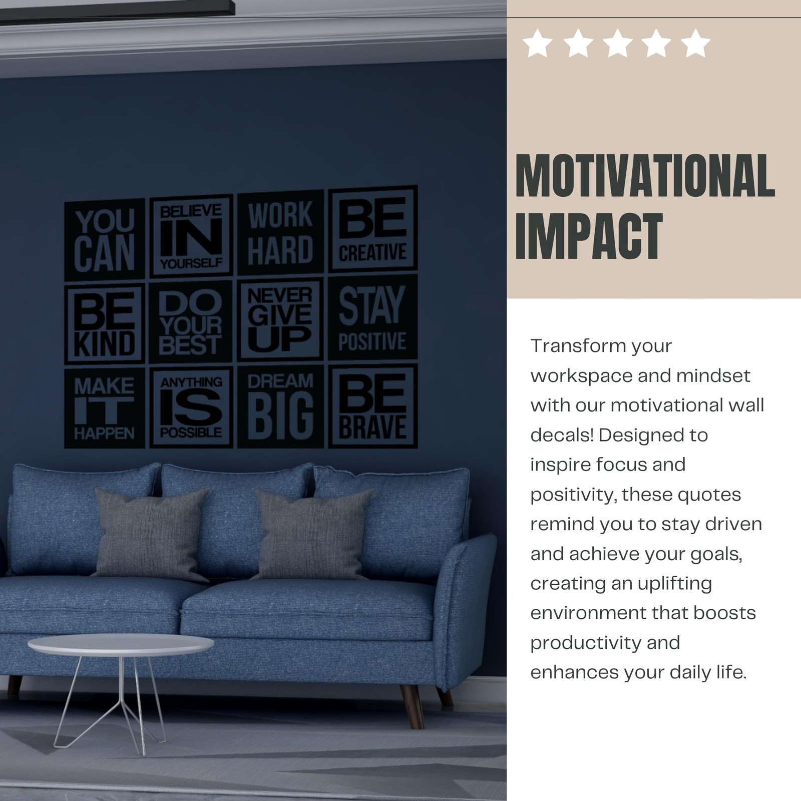 Large 12 PC Motivational Wall Decal Positive Inspirational Quote Phrases Deco…