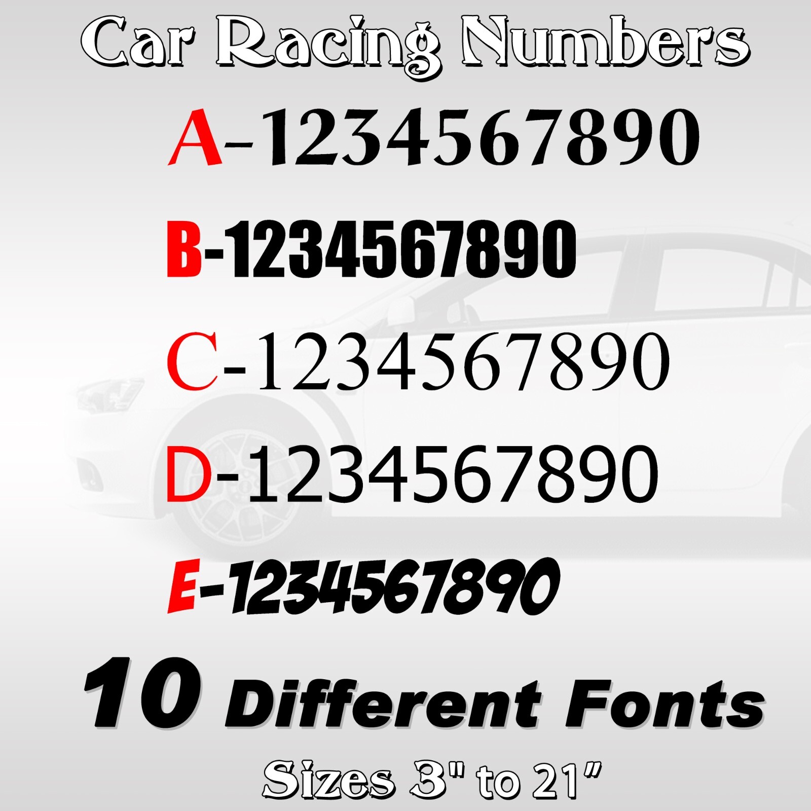 2 pack Racing Car numbers circle die-cut decal door custom number rally sport V1