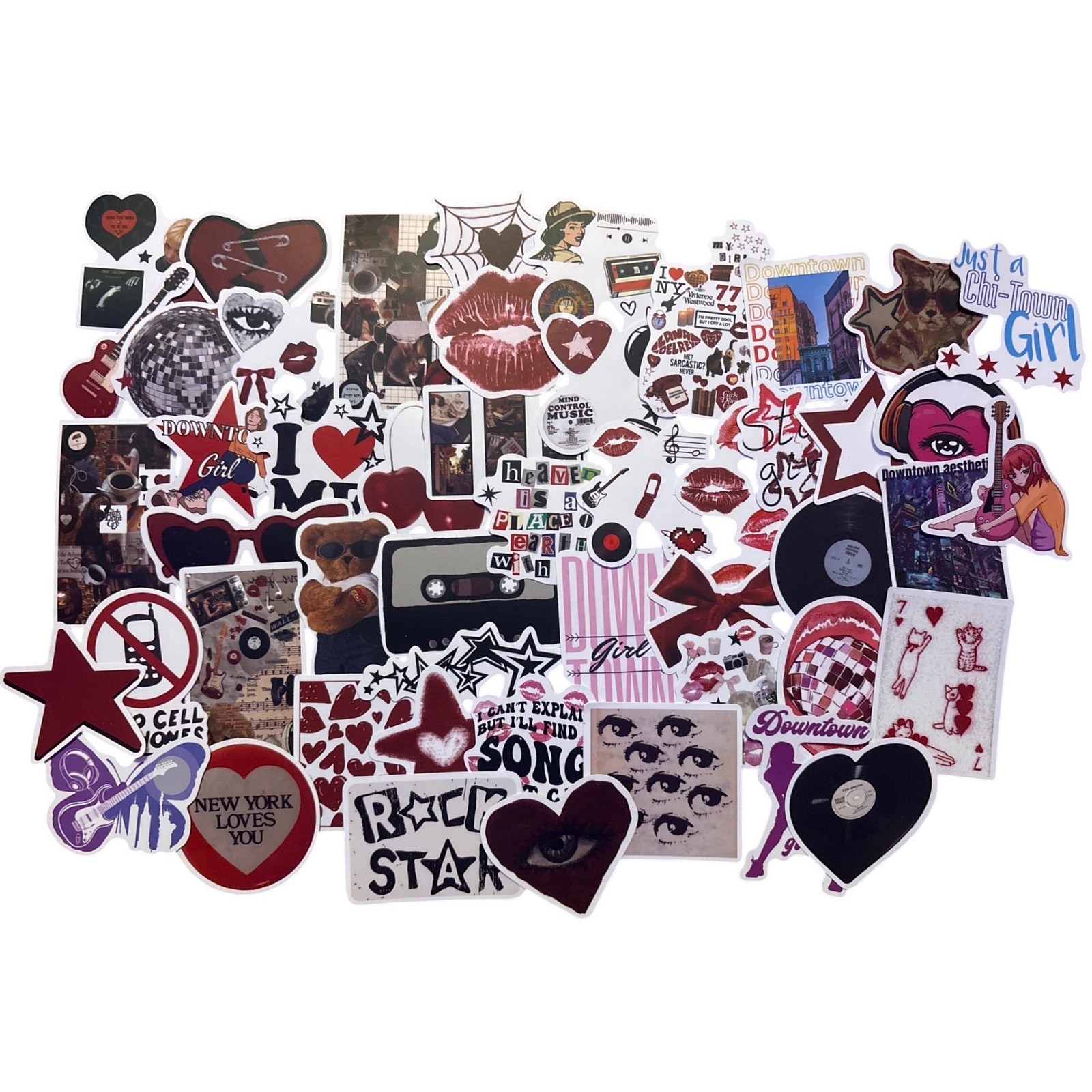 NEW 50 Piece Downtown Girl Rock Star Aesthetic Vinyl Sticker Pack