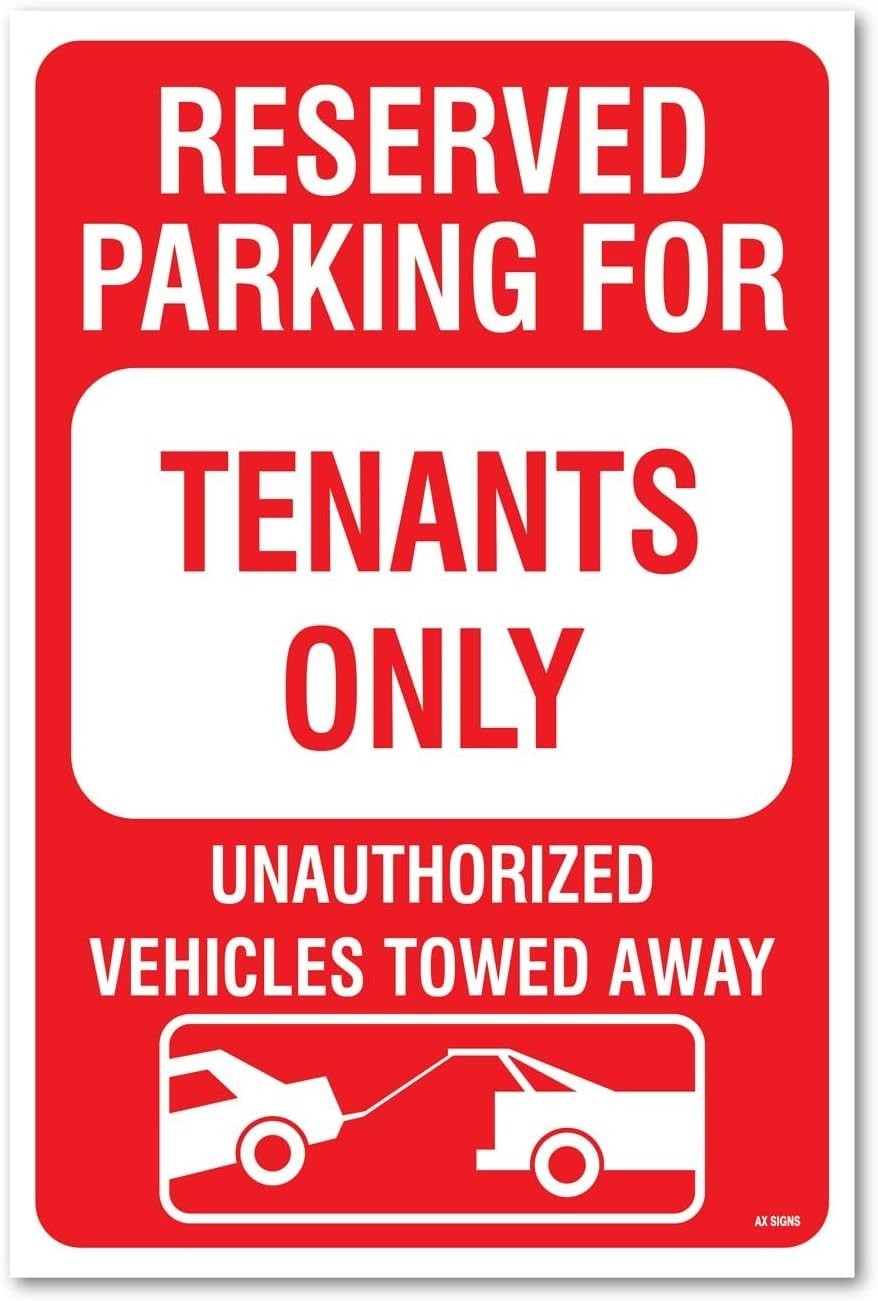 Parking For Tenants Only. Unauthorized Vehicles Towed Sticker Sign, 12×18 Inches