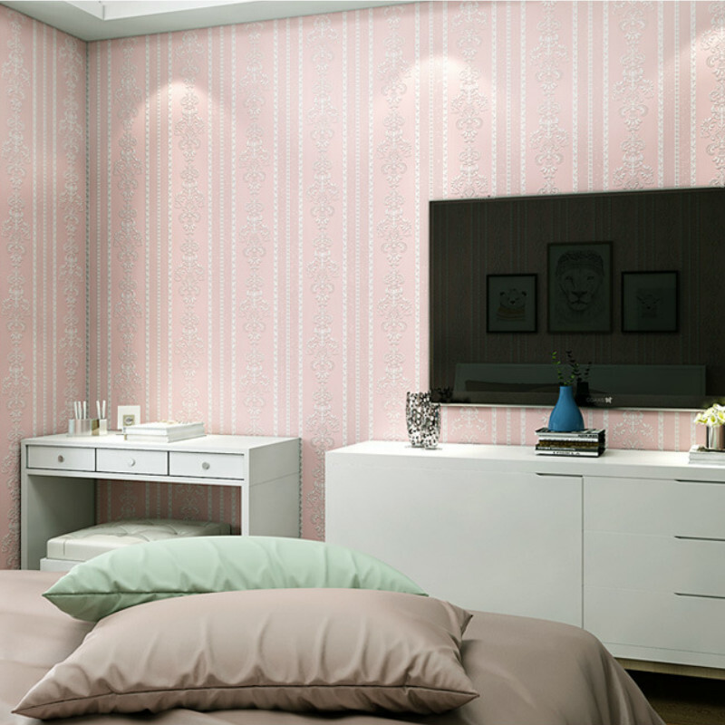 3D Damask Embossed Wallpapers Self-Adhesive Non-woven Wall Stickers Roll