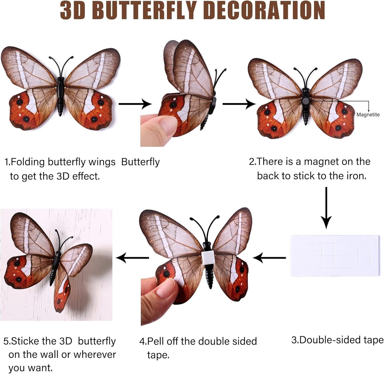 Magnetic & Adhesive 3D Butterfly Art Stickers – Transform Your Space