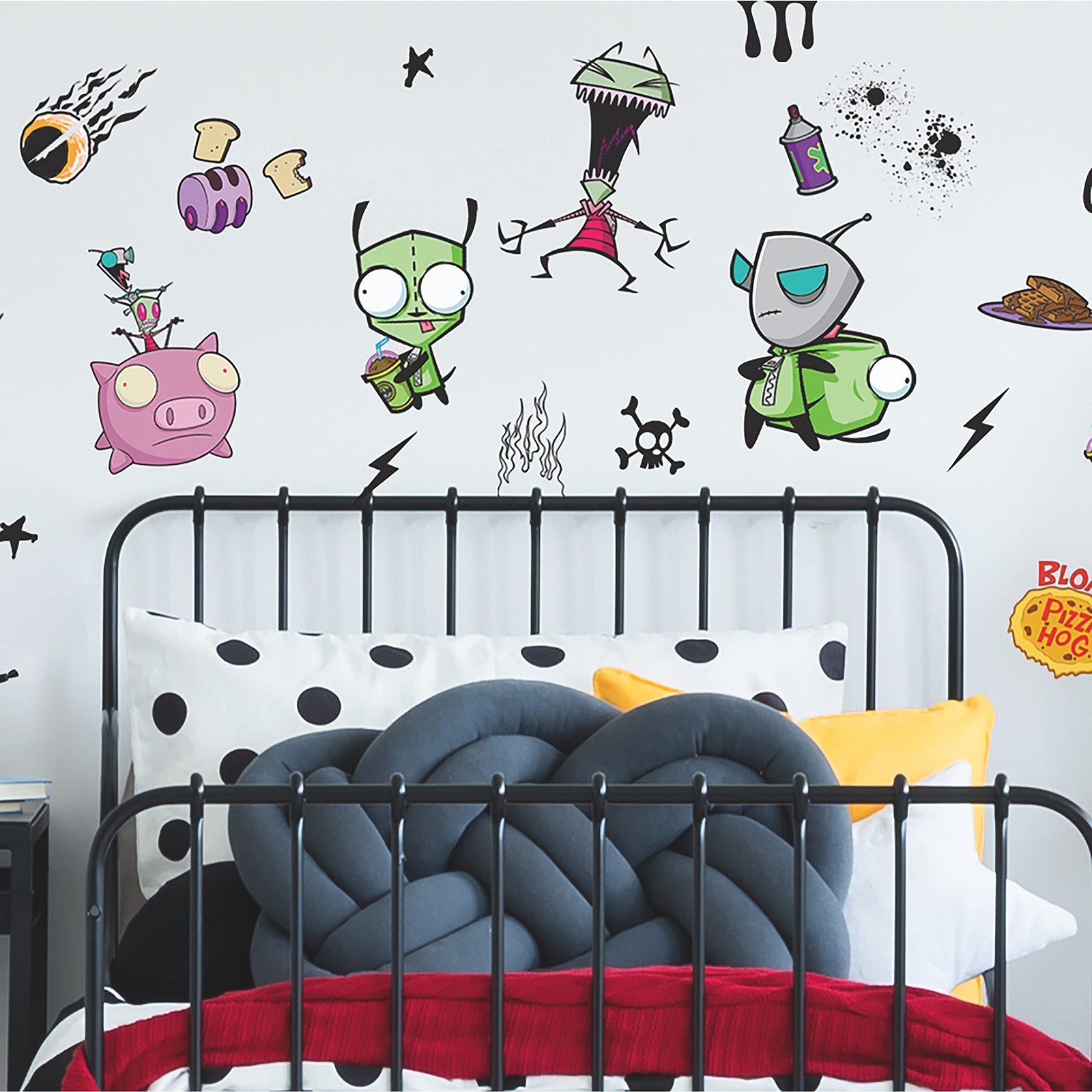 Invader Zim Peel and Stick Wall Decals, Vinyl, Green, Red, Yellow, Black, Rem…