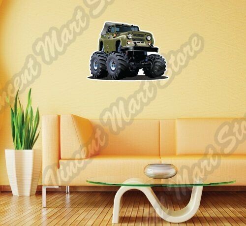 Monster Truck Jam 4X4 Offroad Tractor Race Wall Sticker Room Interior Decor 22"