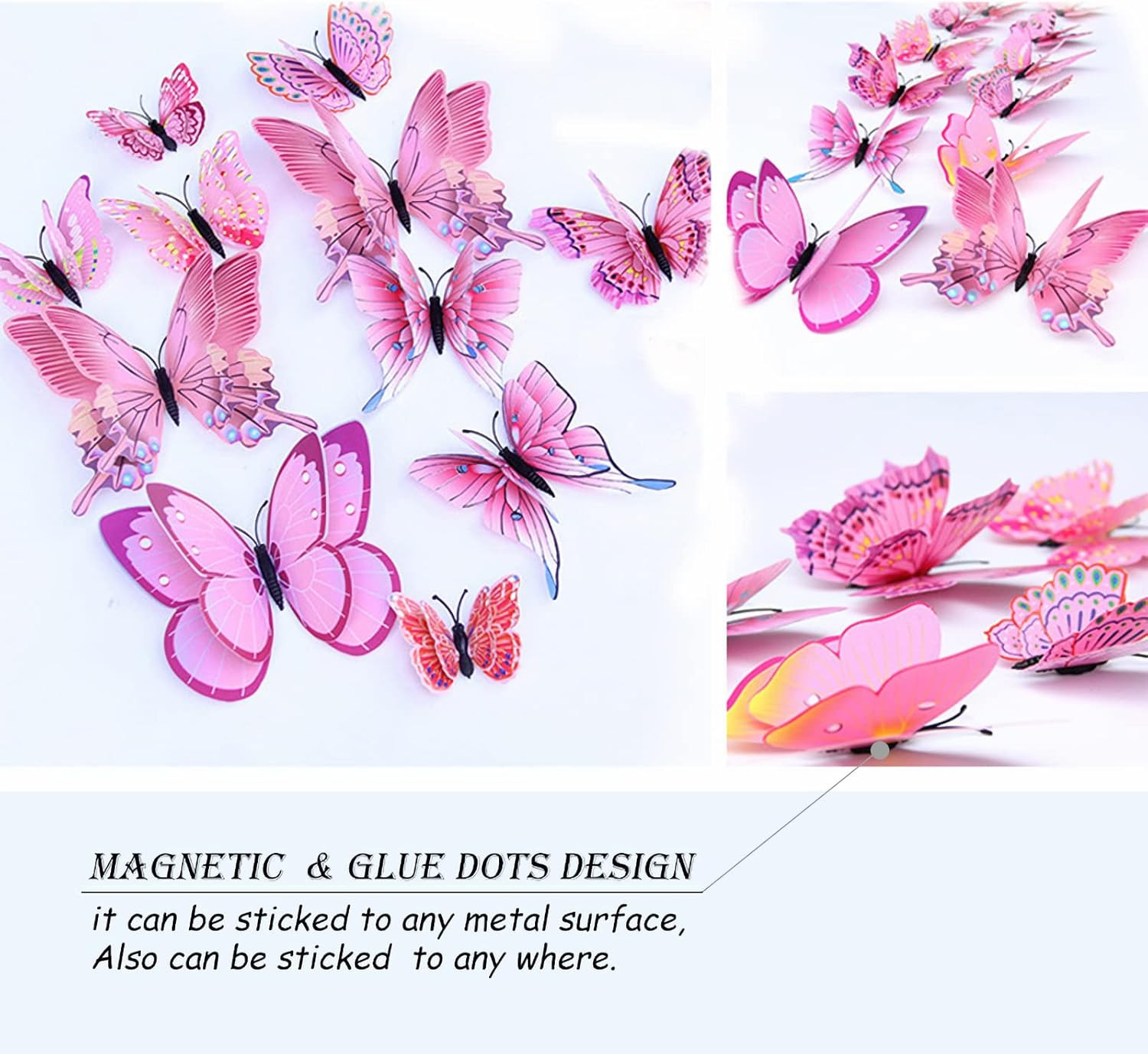 Butterfly Wall Decor 24/48 PCS, 3D Butterflies Stickers for Party Decorations wi