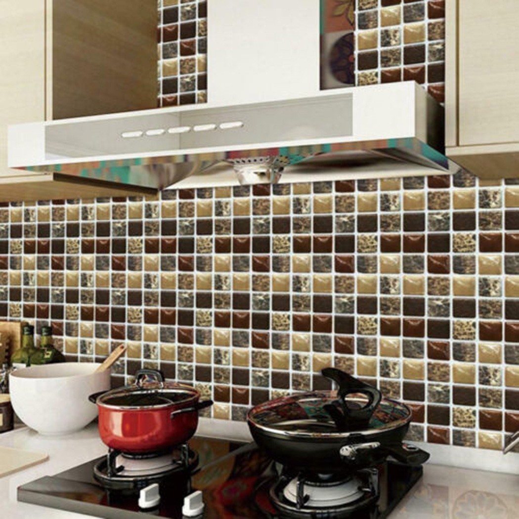 PVC 3D Mosaic For Tile Stickers Pack of 20 for Kitchen Bathroom Wall 10x10cm