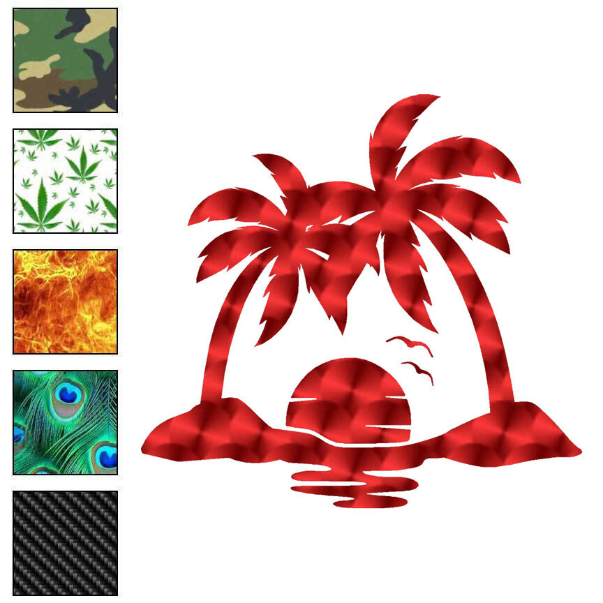 Palm Trees Sunset, Vinyl Decal Sticker, 40 Patterns & 3 Sizes, #6438