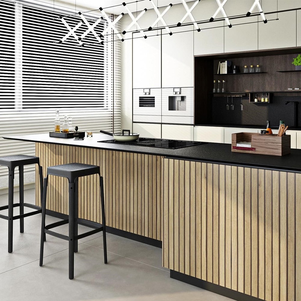 Easy Application 3D Faux Wooden Slat Wall Sticker for Contemporary Homes