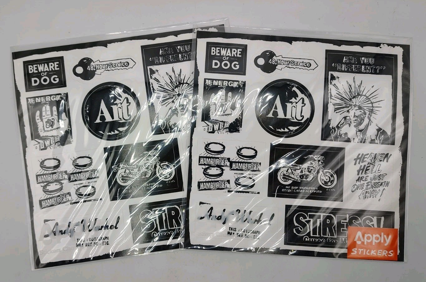 2 New Andy Warhol X Apply Sticker Sheets 10 Stickers Black & White 80s Ad Ads