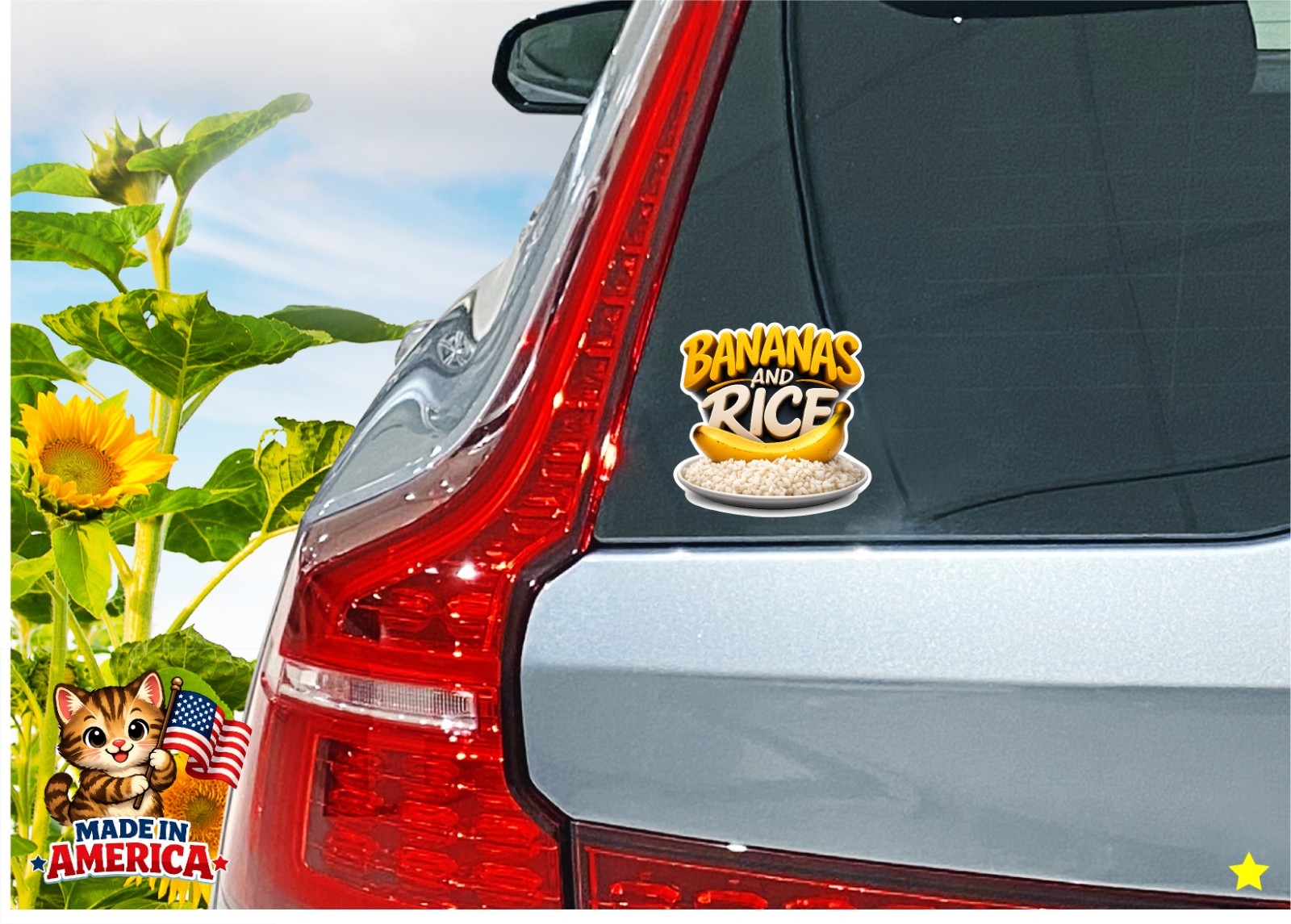 Bananas and Rice Decal Sticker Funny Anti Immigration ICE Joke Fraud Trump Walz