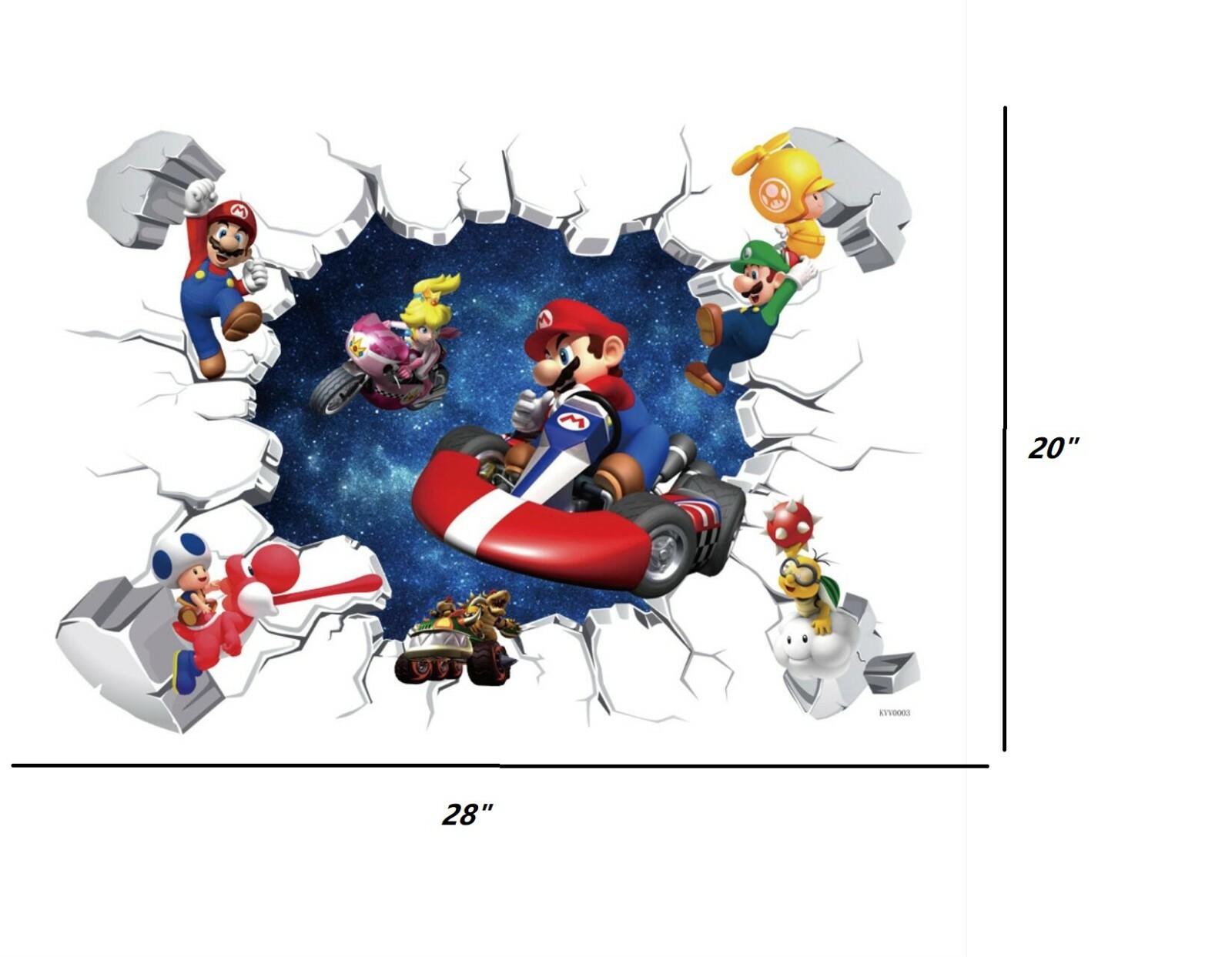 NEW 3D Super Mario Kart Bros Removable Wall Stickers Decal Kids Home Decor USA