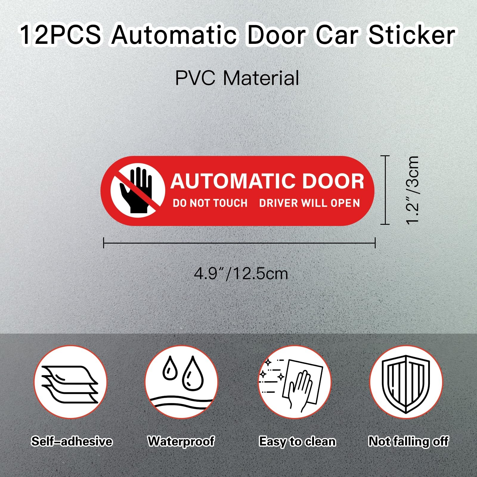 12PCS Automatic Door Car Stickers, Alert Decal for Automatic Sliding Doors,