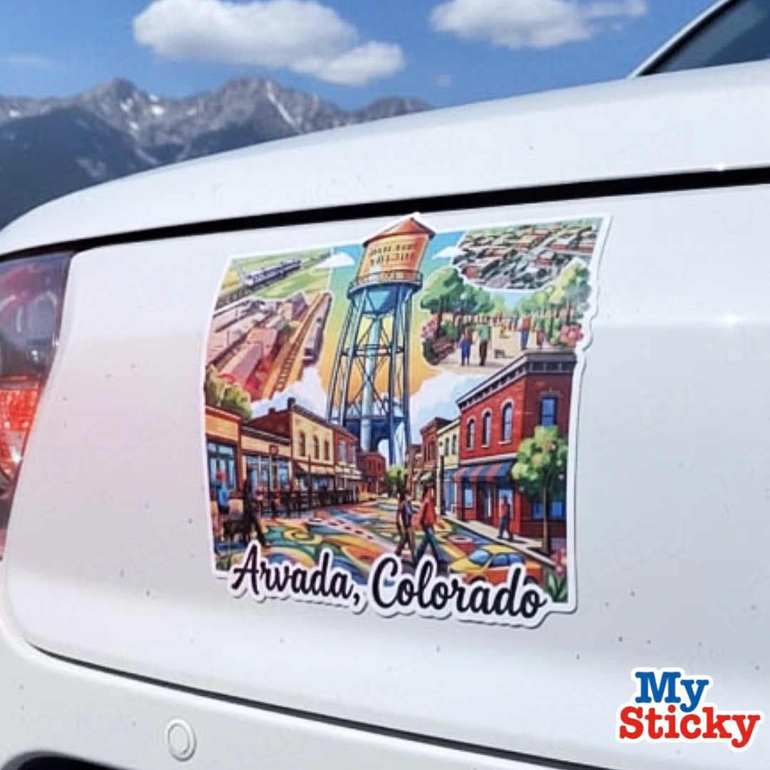Olde Town Arvada Colorado Vinyl Sticker Travel Memorabilia Water Tower Decor NEW