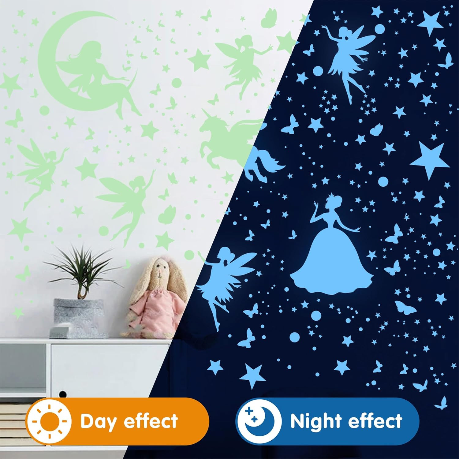 Glow in the Dark Stars Unicorn Wall Decals for Kids Nursery and Bedroom Decor