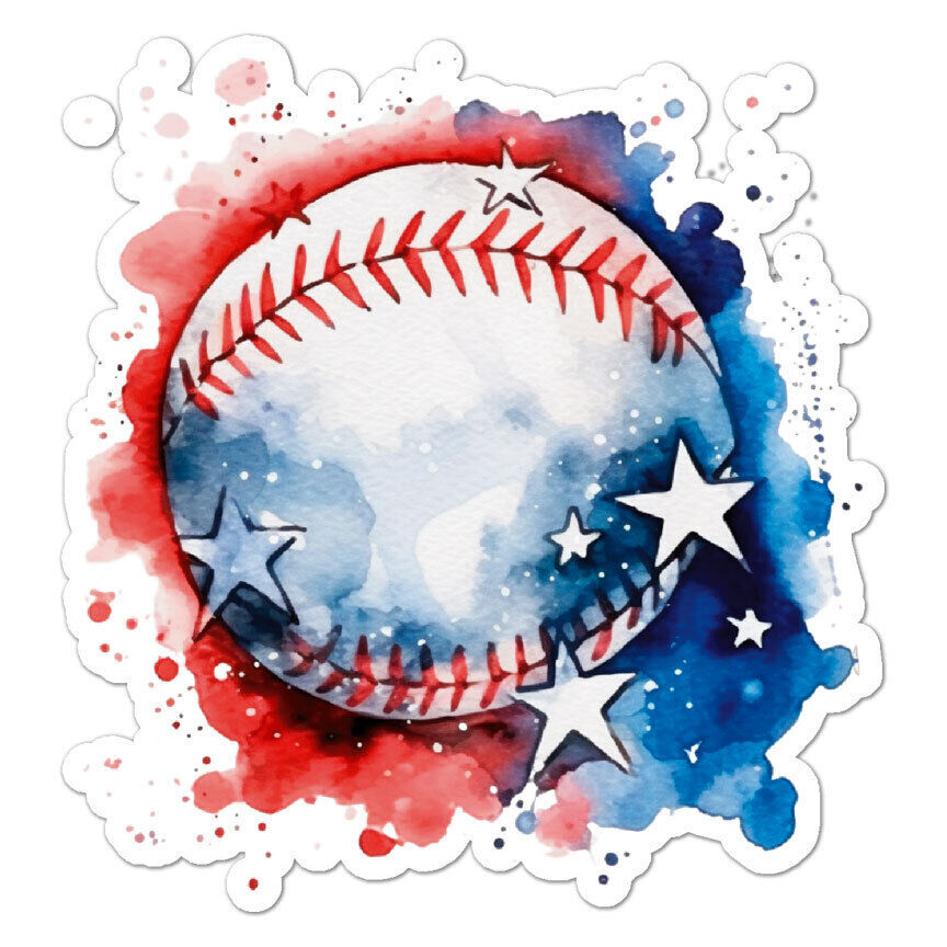 Baseball American Flag Sticker Decal