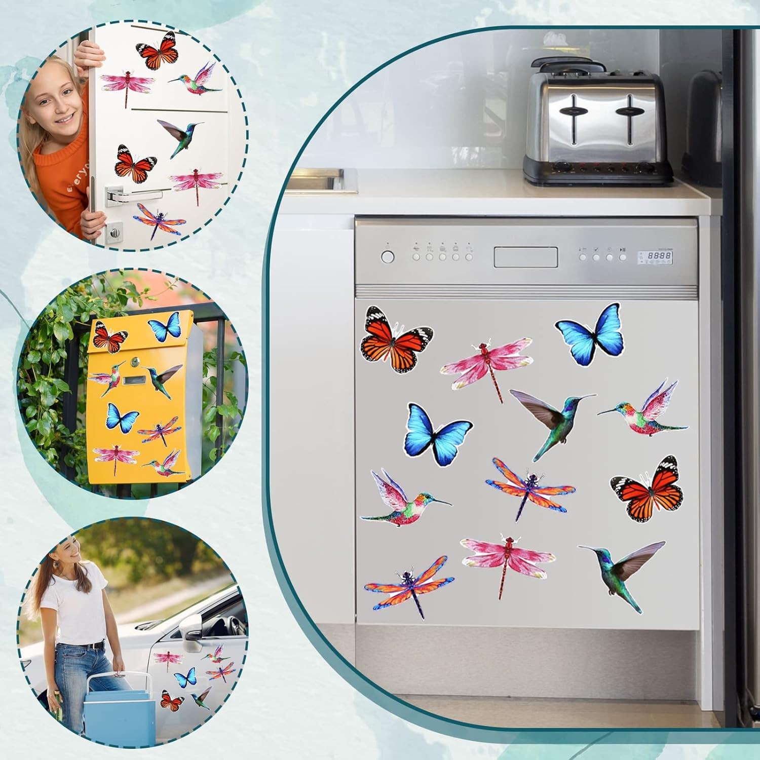 12 Pcs Screen Door Magnets Butterfly Hummingbird Dragonfly Double Sided Flexible