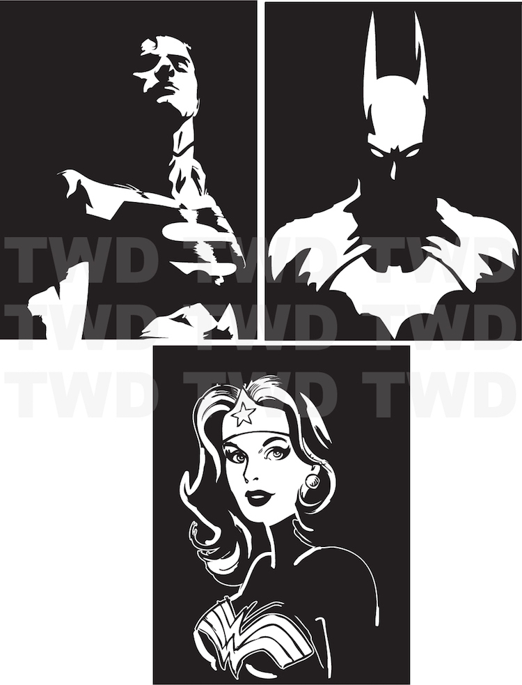Superhero Wall Decal Justice League Mural Batman Superman Wonder Woman Art, s98
