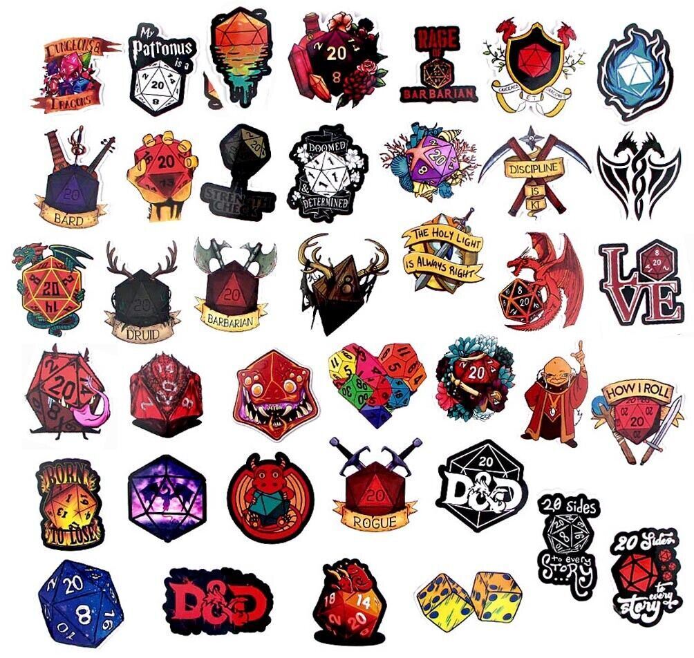DUNGEONS & DRAGONS Vinyl Stickers [A] Waterproof Decal ~D&D Polyhedra Dice Games