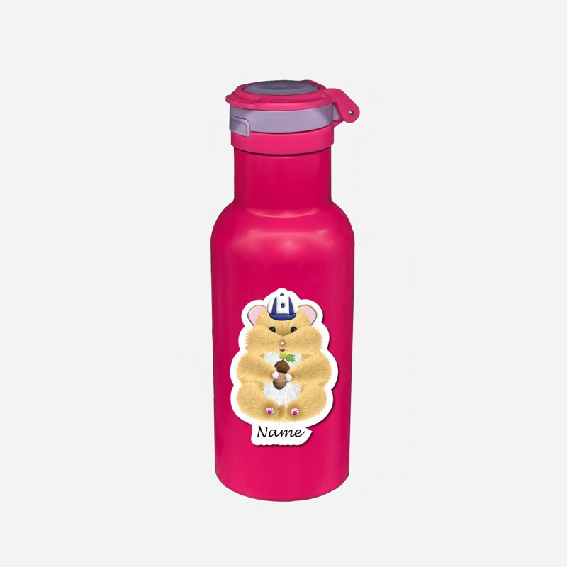 Personalized Beige Hamster Vinyl Sticker Custom Name Water Bottle Laptop Wall