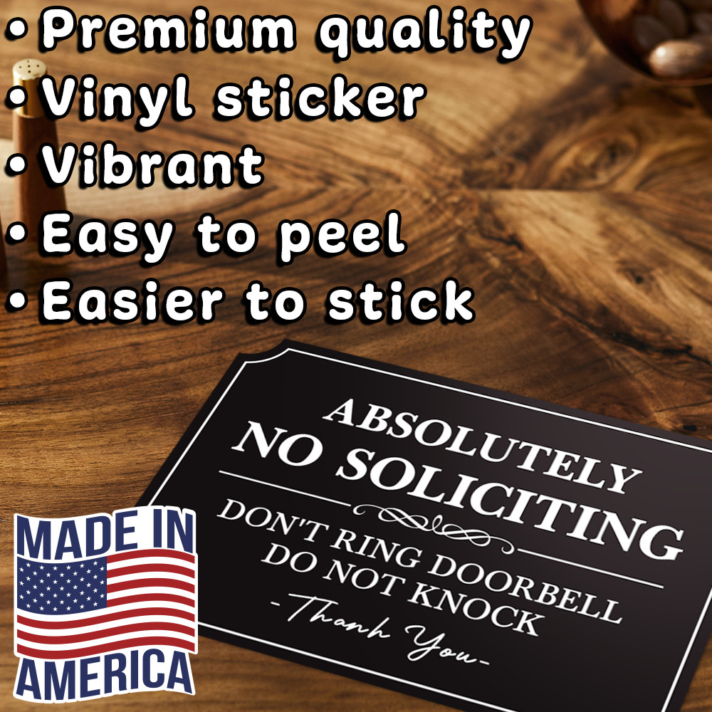 5.6"W Absolutely No Soliciting Don't Ring Doorbell Do Not Knock Vinyl Sticker