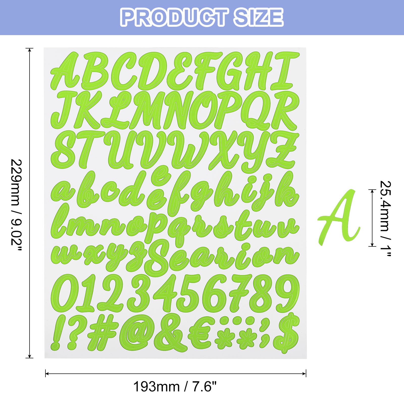 Stickers numbers/letters 672pcs (green, 2.5cm) for cars