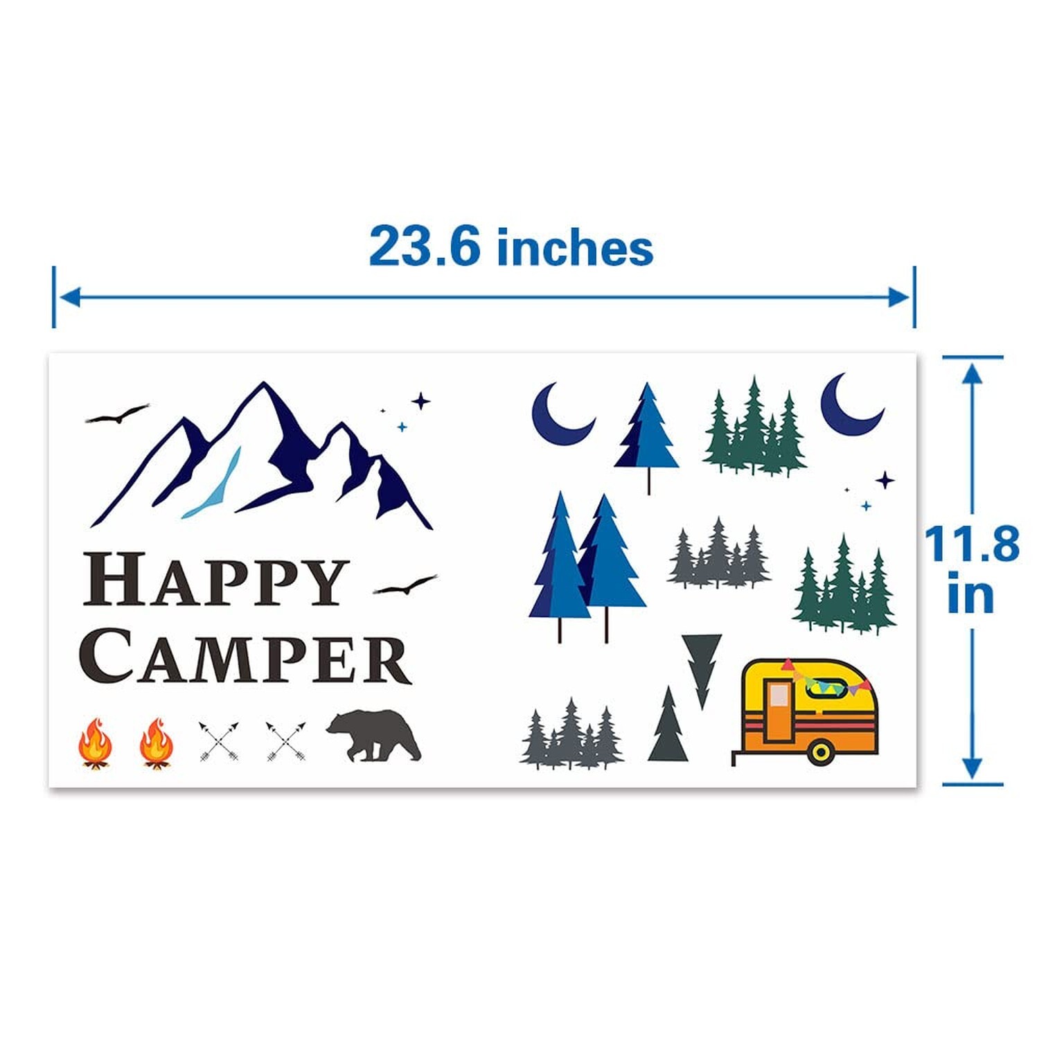 Funny Happy Camper Sticker Decals, Adventure Theme Explore Decor Tribal Hikin…