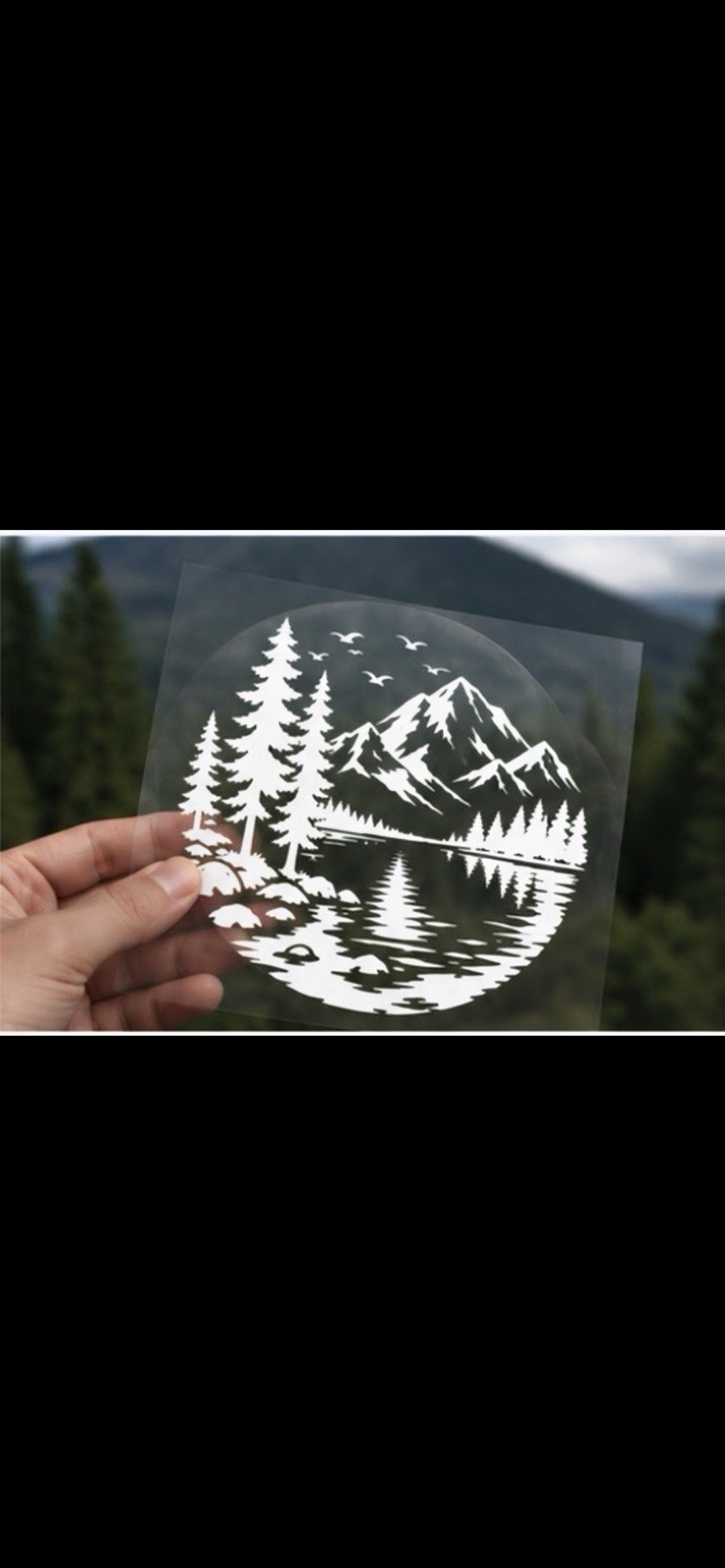 Mountain Lake Vinyl Decal 8×8 Truck SUV Window Sticker Outdoor Nature