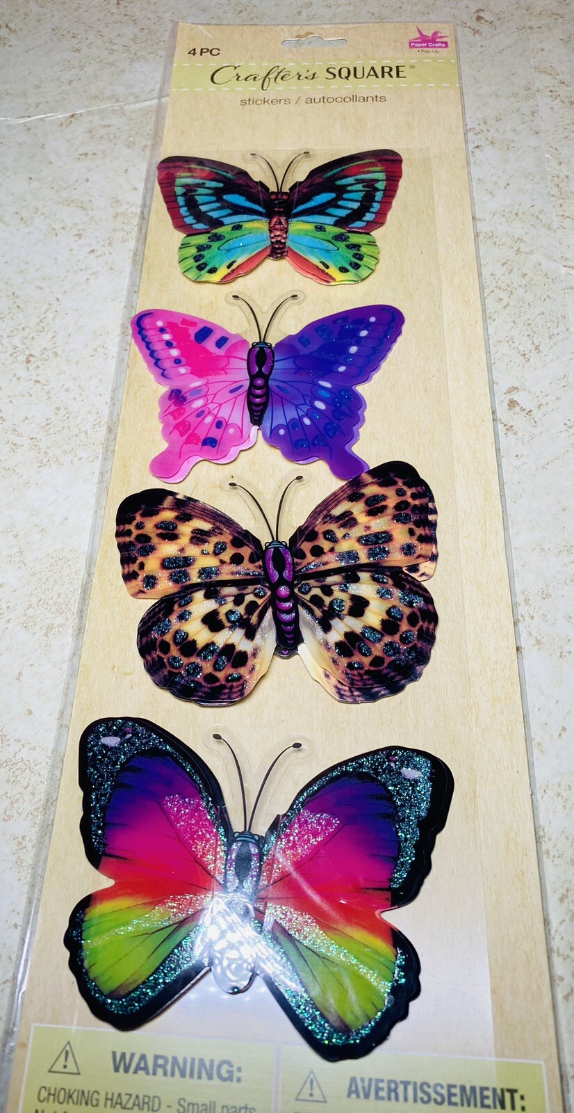 Butterflies Birds Pop-Up Stickers Crafter's Square 4 pc Colorful 3D Butterfly, 2