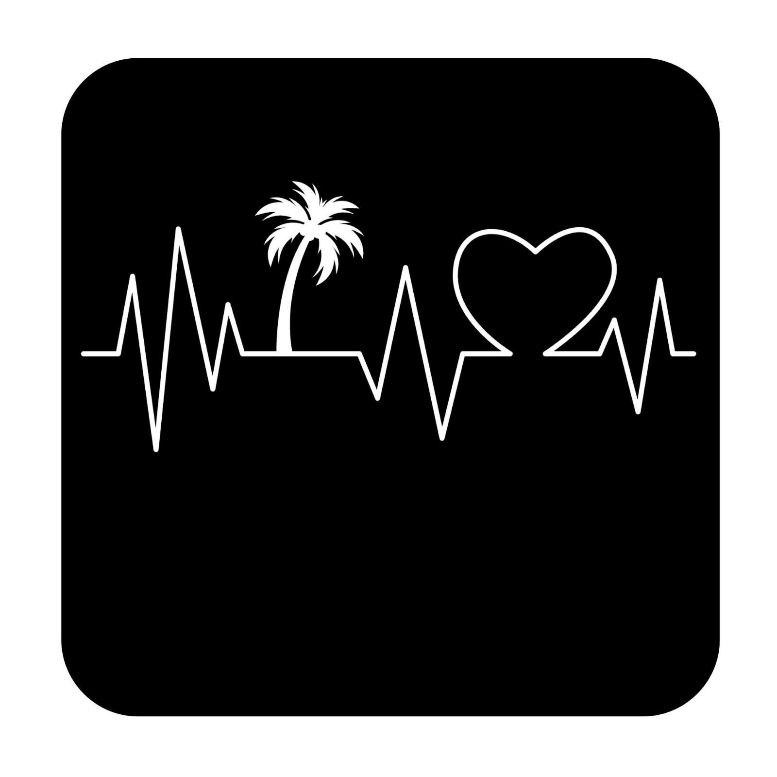 Palm Tree heartbeat lifeline Decal Tropical coastal wall car window glass door
