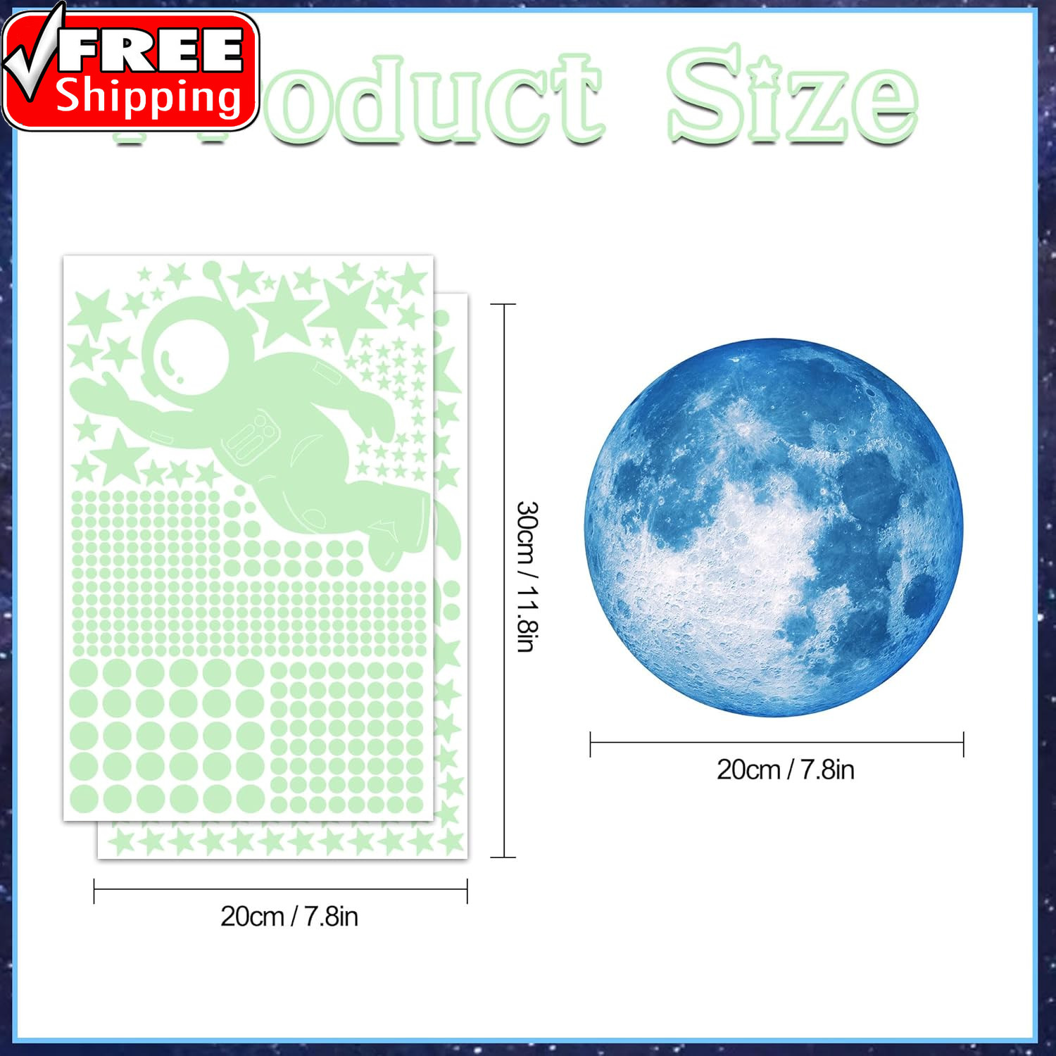 530Pcs Glow in the Dark Stars for Ceiling,Space Galaxy Wall Decals | Glow in the