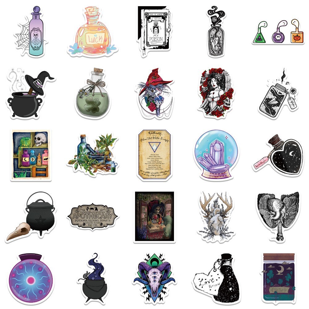 200pcs SPIRITUAL Stickers Pack, Crystal Potion Gothic Stickers, #050112139