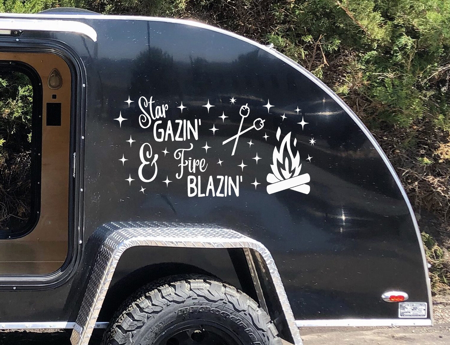 Star Gazin' & Fire Blazin' Vinyl Decal – Camping Summer Campfire Die Cut Sticker