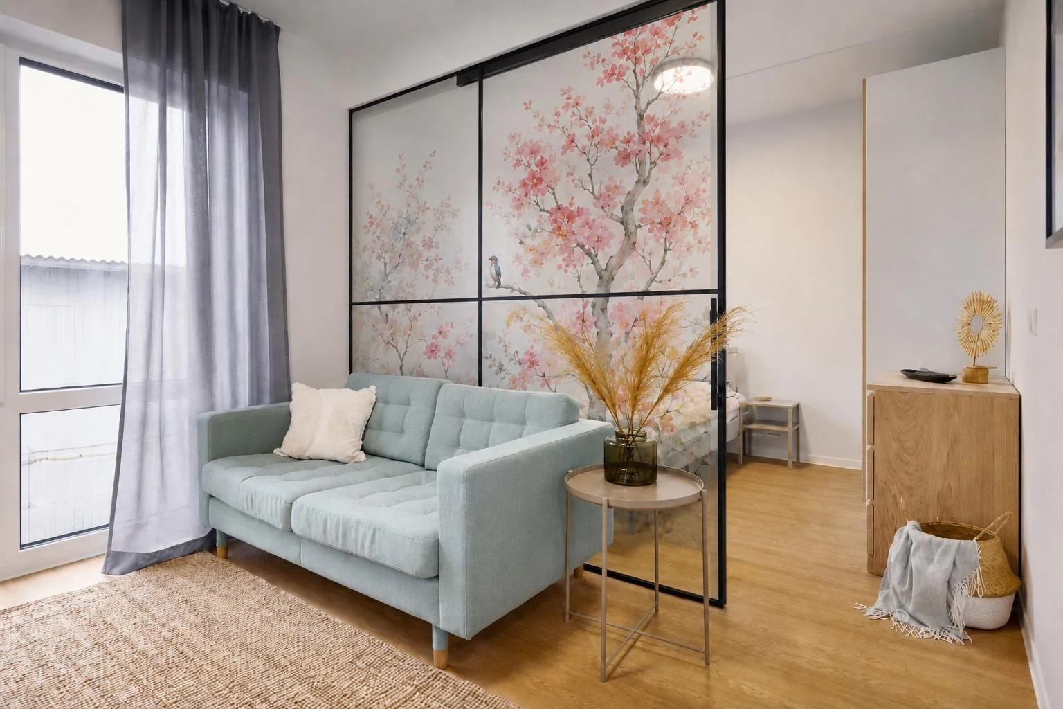 Etched Glass Door Vinyl Decal Cherry Blossoms | Frosted Floral Window Film
