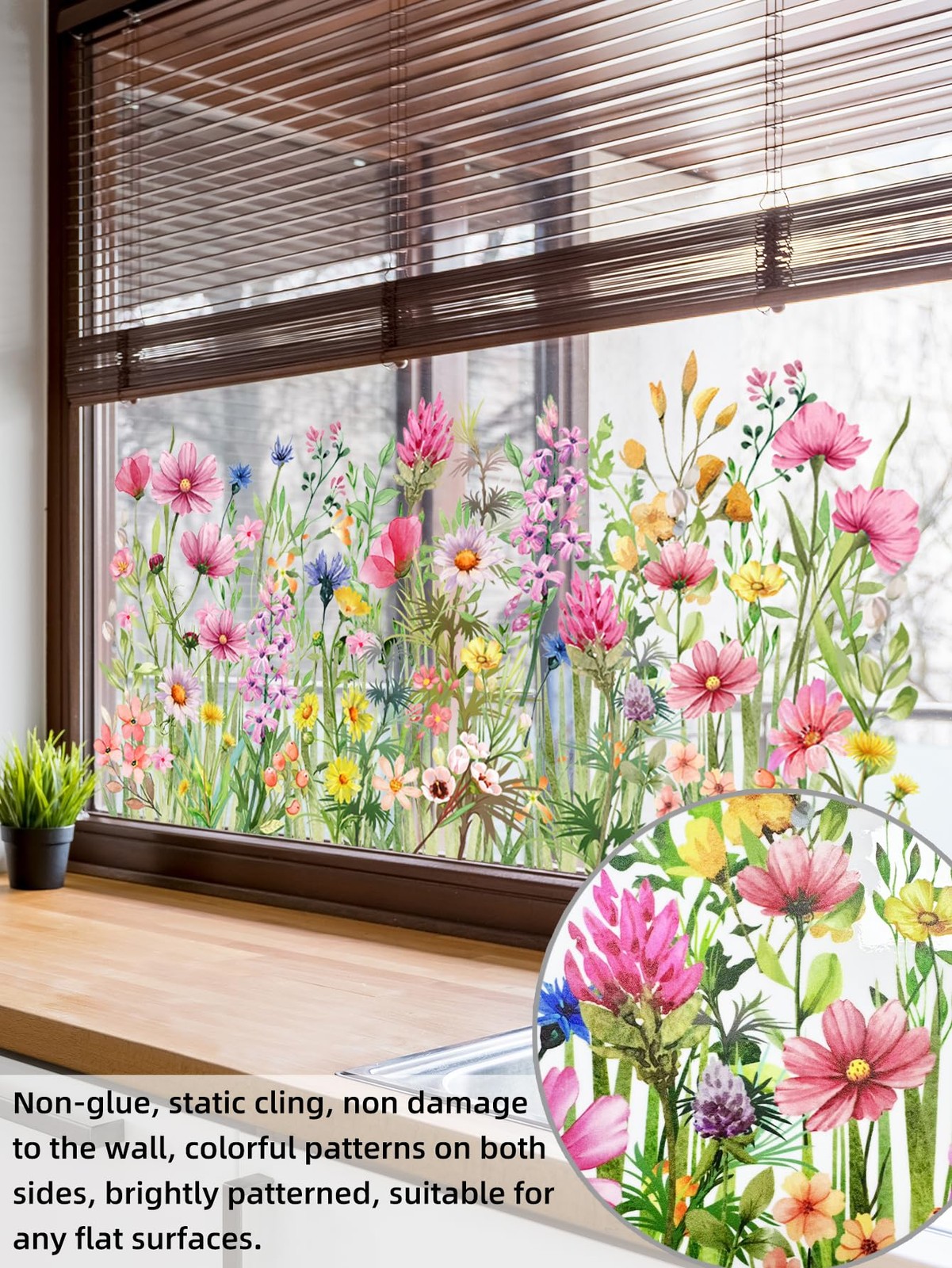 Colorful Wildflower Double-Sided Visual Window Stickers – Spring Summer Botan…