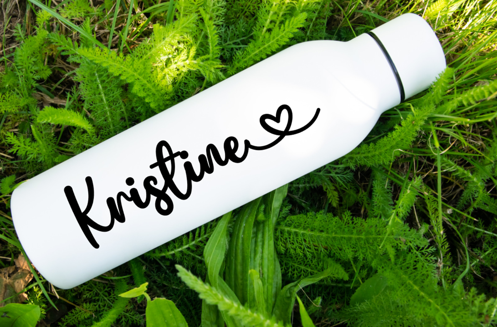 CUSTOM NAME with heart Personalised Text Waterproof sticker Kids School Yeti