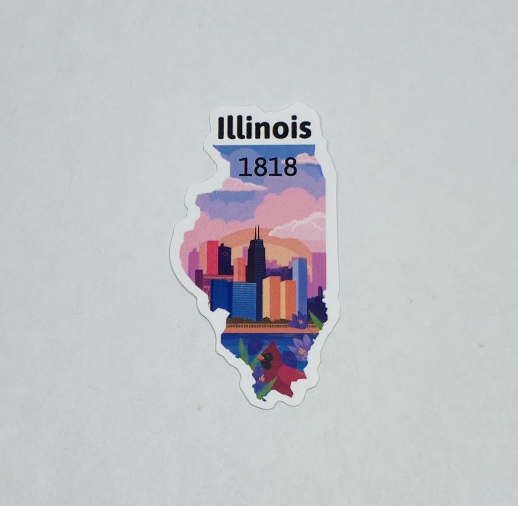 Indiana State 1818 Sticker Decal Vinyl USA Illinois Souvenirs Journal Tc6