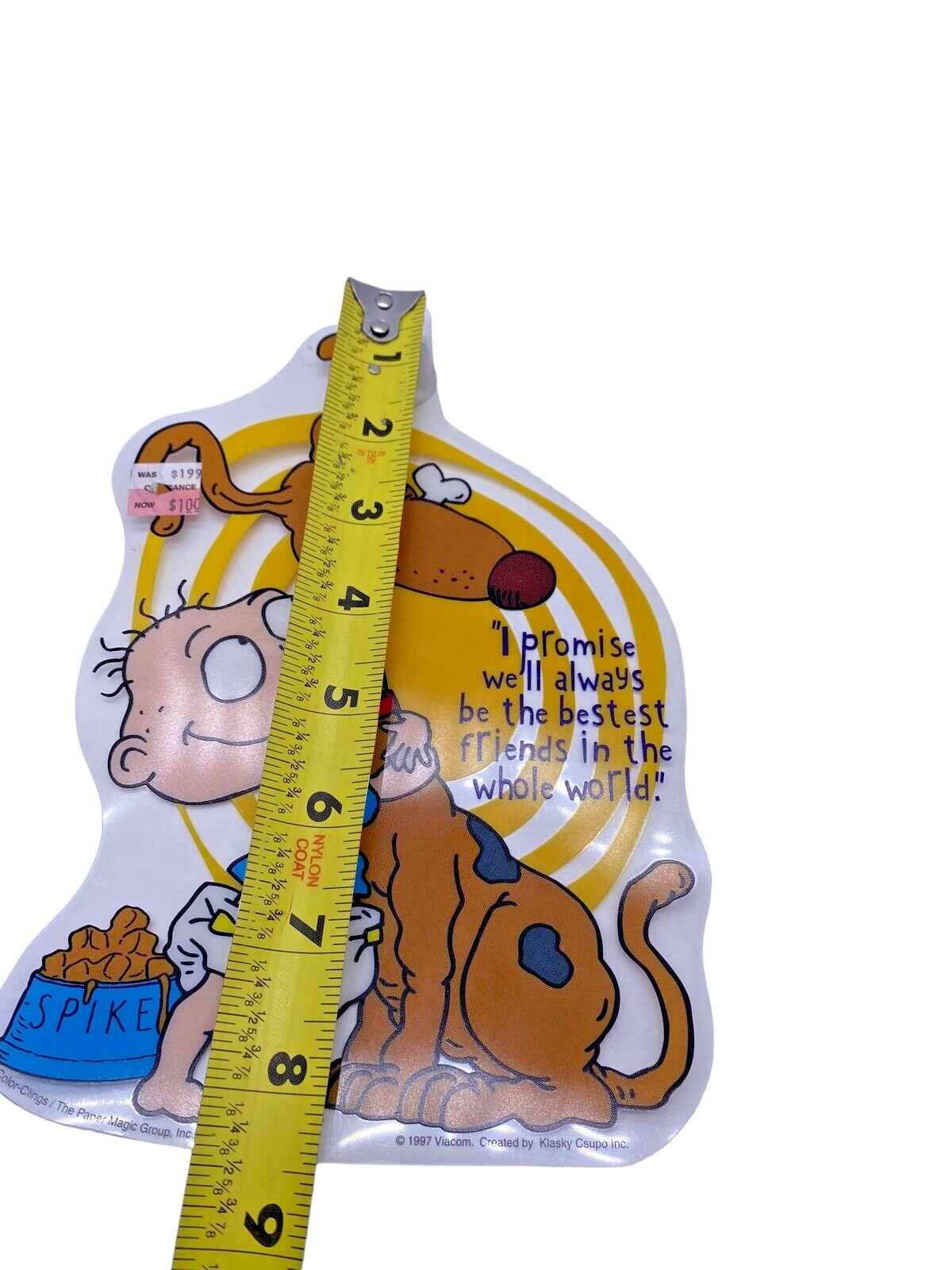 Rugrats Tommy & Spike the Dog Window Cling 90s 1997 Collectible Vintage