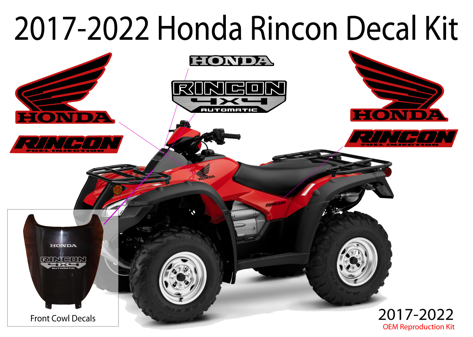 2003 2006 2008 2017 2022 OEM Honda Rincon 4×4 Decal kit Graphics Marks sticker