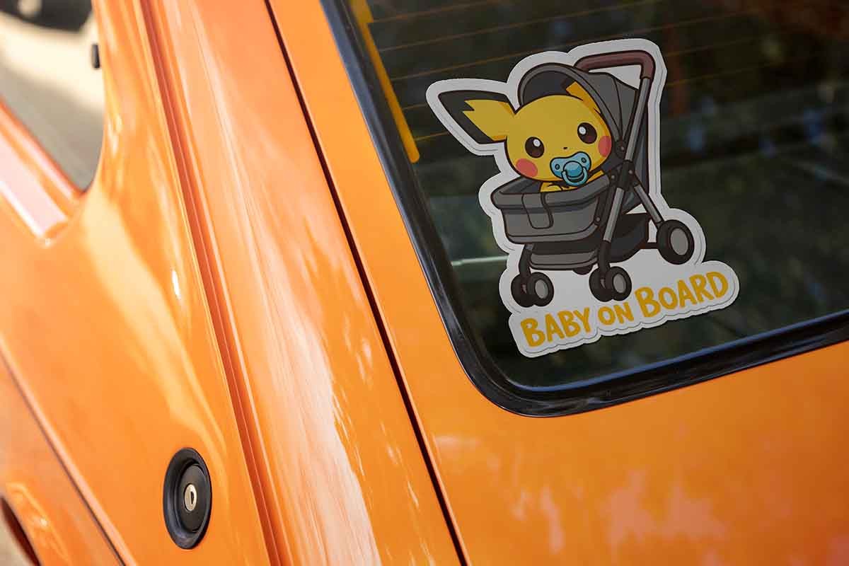 Pichu Baby On Board Decal – Cute Kawaii Anime Car Sticker – Vinyl Window Decal
