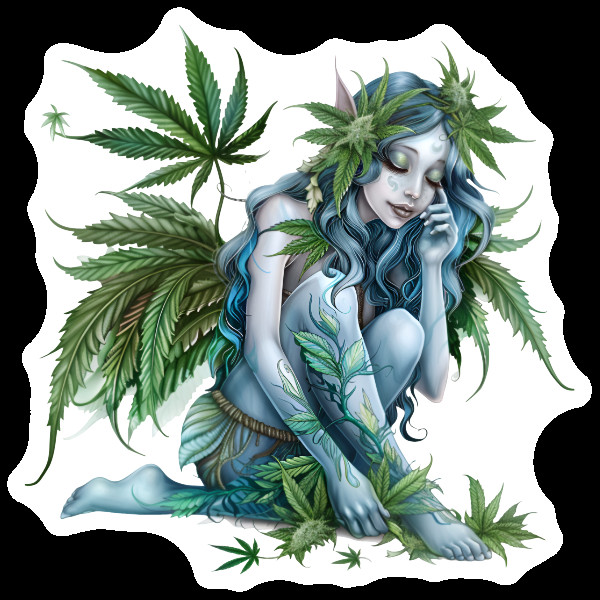 Stoner Vinyl Sticker Fairycore Weed Fairy Decal 420 Marijuana Whimsical Fairy